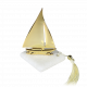 μπομπονιερα γαμου βαπτισης καραβακι μασιφ χρυσο χρωμα σε βοτσαλο